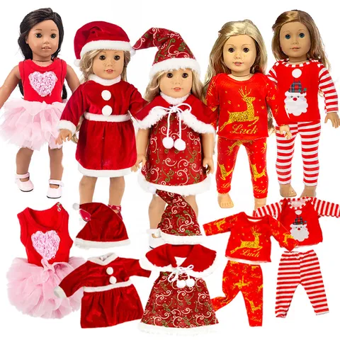 Weihnachts Puppenkleidung Für Mädchenpuppen Festliche Weihnachtsmann Rentier Kleider Plüsch Puppenbekleidung Zubehör