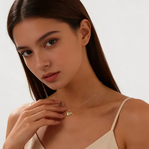 Moda Lega Strass Lucchetto a Cuore Chiave Collana Iniziale per Donna Placcato Oro Lettera Ciondolo Catena Clavicola Gioielli Regalo di San Valentino
