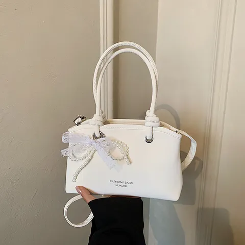 Bolso Cruzado de Hombro de Cuero PU Minimalista de Moda para Mujer Color Sólido Casual con o sin Colgante