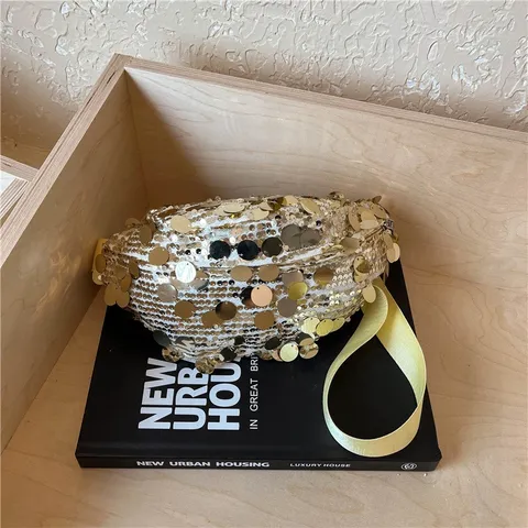Fashion Sequin Waist Bag Women Crossbody Underarm Phone Bag Portable Small Square Bag Street Trend PVC Bag