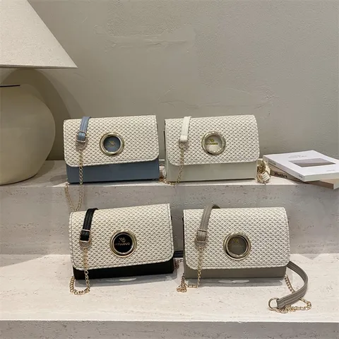 Sac Bandouliere Mode Femme Paille Tisse Cuir Synthetique Decontracte Chic Quotidien Avec Chaine Metal