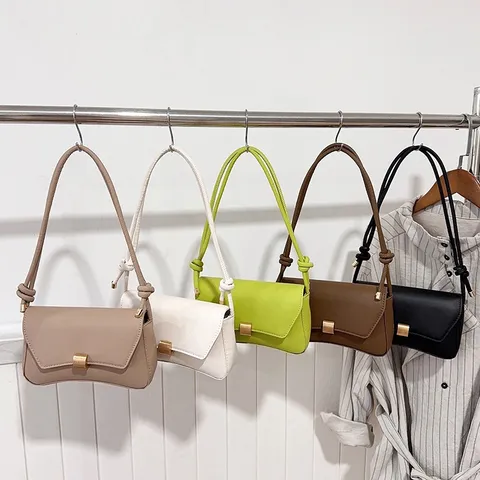 Stile Coreano Tinta Unita Strutturato Tracolla a Nodo Borsa a Tracolla Moda Versatile Ins Piccola Borsa Quadrata Borsa da Donna