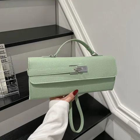 Bolso Bandolera de Cuero PU para Mujer Bolso de Mano de Moda Retro Estilo Diseñador de Lujo Cierre de Candado Bolso de Hombro Casual