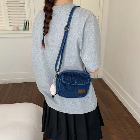 Ιαπωνική INS Ρετρό Πλυμένη Denim Καμβά Τσάντα Street Trend Γυναικείο Casual Crossbody