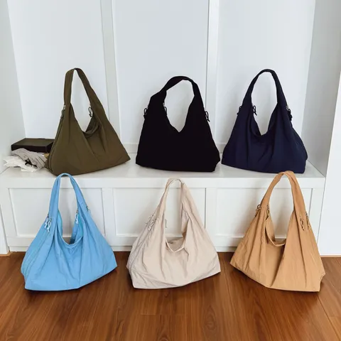 Bolso Tote de Gran Capacidad para Mujer Bolso de Hombro de Tela Ligera Bolso de Mano Casual Moda Bolso de Axila Plisado