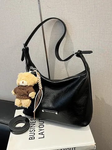 Urban Minimalist PU Leather Underarm Bag Stitching Solid Color Zipper Crossbody Bag With Adjustable Single Strap For Women Daily Commute