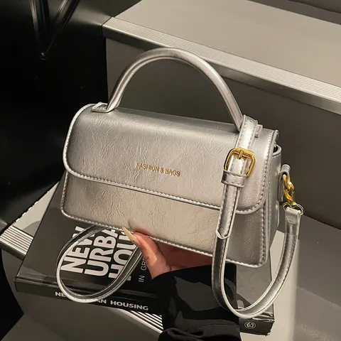 Damen Mode PU Leder Handtasche Lässig Retro Einfarbig Umhängetasche Tragetasche Kleine Quadratische Tasche
