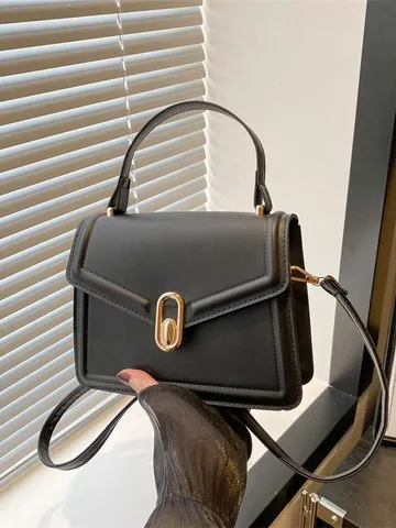 Femme Cuir PU Sac Bandouliere Petit Sac Carre Epaule Vintage Metal Serrure Rabat Sac a Main Quotidien Chic