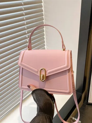 Femme Cuir PU Sac Bandouliere Petit Sac Carre Epaule Vintage Metal Serrure Rabat Sac a Main Quotidien Chic