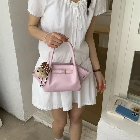 Damen PU Leder Tote Tasche Vintage Casual Schulter Umhängetasche Handtasche Mit Süßem Bären Anhänger