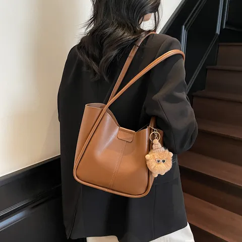 Γυναικείο Τσάντα Ώμου από Συνθετικό Δέρμα PU Casual Patchwork Bucket Bag Fashion Underarm Bag Simple Tote Bag Daily Handbag