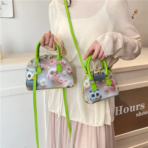 Femmes Mignon Animal Dessin Animé Motif Cuir PU Coquillage Sac Bandoulière Couleur Contrastée Sac à Main Quotidien Décontracté Sac Bandoulière