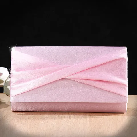 Dames Geplooide Satijnen Avondtas Bruiloft Bruidsmeisje Jurk Handtas Elegante Keten Crossbody Tas Mode Clutch