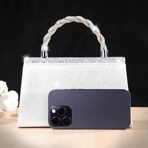 Glanzende Pailletten Avondtas Geweven Handtas Strass Clutch Schoudertas Voor Bruiloft Feest Vrouwen Handtassen