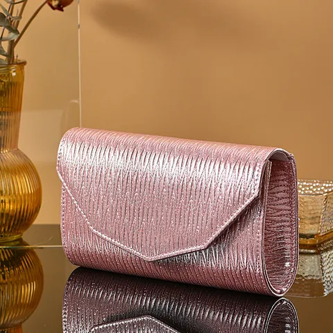 Vrouwen PU Lederen Avondtas Geplooid Envelop Clutch Effen Kleur Ketting Schoudertas Banquettas