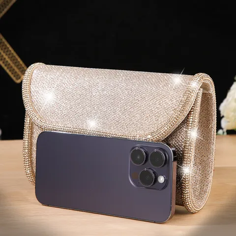 Vrouwen Luxe Strass Avondtas Glanzend Kristal Clutch Portemonnee Bruiloft Feest Crossbody Ketting Schouderpas Voor Dames