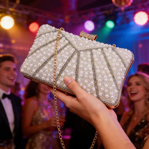 Dames Strass Parel Avondtas Luxe Avond Clutch Tas Designer Bruiloft Feest Ketting Schouder Handtas