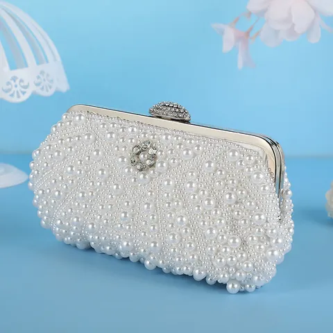 Vrouwen Luxe Avond Clutch Tas Elegante Parel Strass Banket Handtas Bruiloft Feest Handtas Ketting Schoudertas