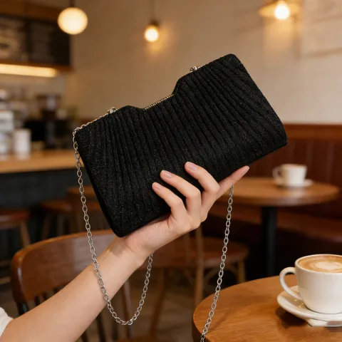 Franse Creatieve Mode Avondtas Luxe Verticale Streep Ketting Tas Minimalistische Clutch Okseltas Voor Vrouwen