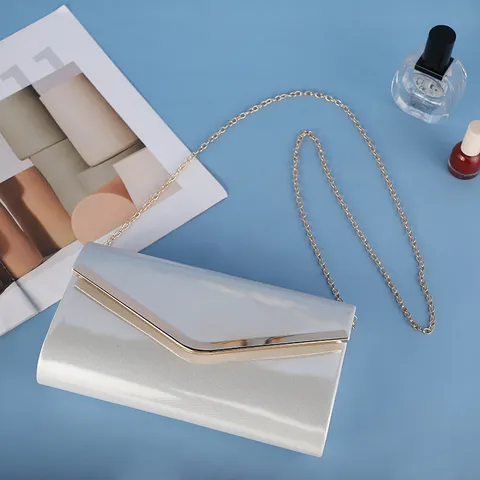 Dames Mode Avondtas Luxe Lakleer Ketting Schoudertas Eenvoudig Elegante Clutch Portemonnee Trouwbanket Tas