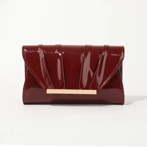 Dames PU Lederen Geplooide Avond Clutch Tas Elegante Effen Kleur Ketting Schoudertas Voor Huwelijksfeest
