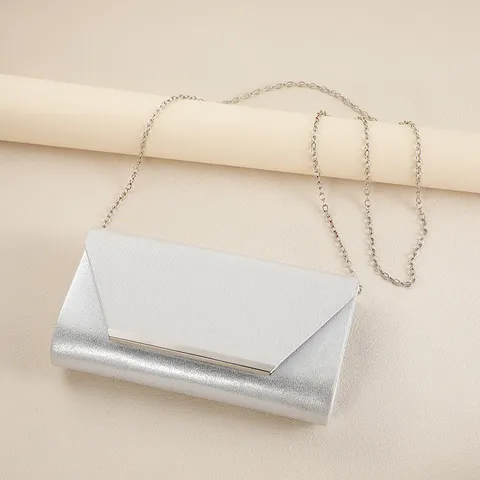 Dames Avondtas PU Leer Ketting Schoudertas Elegante Gala Feest Handtas Zilveren Crossbody Tas