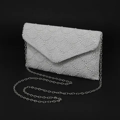 Dames Avondtas Strass Kralen Clutch Elegante Ketting Schoudertas Voor Feest Bruiloft Banket Cheongsam Handtas
