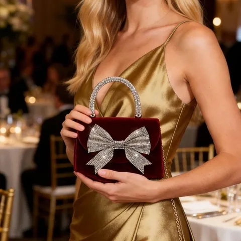 Mode Dames Avondtas Luxe Strass Strik Fluweel Schoudertas Elegante Feest Bruiloft Clutch