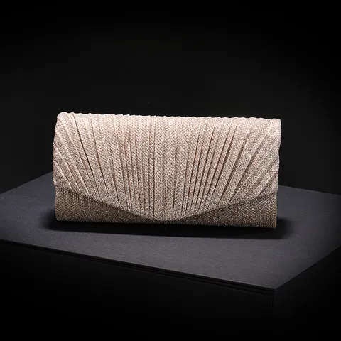 Dames Avondtas Geplooide Clutch Elegante Mode Feest Schoudertas Goud