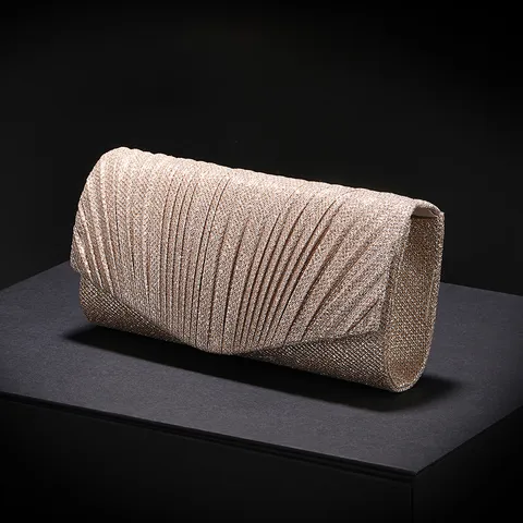 Dames Avondtas Geplooide Clutch Elegante Mode Feest Schoudertas Goud