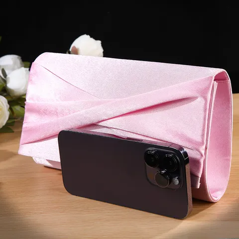 Dames Geplooide Satijnen Avondtas Bruiloft Bruidsmeisje Jurk Handtas Elegante Keten Crossbody Tas Mode Clutch