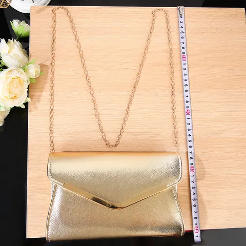 Dames Avondtas Luxe Metallische Envelop Clutch Tas Bruiloft Feest Bal Schouder Ketting Tas Goud