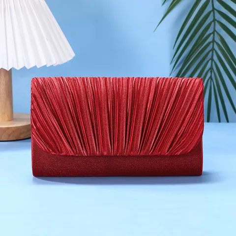 Koreaanse Stijl Luxe Geplooide Avondtas Vrouwen Mode Effen Kleur Satijn Clutch Crossbody Ketting Tas Banket Tas
