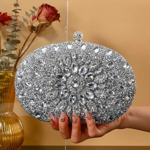 Luxe Strass Avondtas Voor Dames Elegante Ketting Clutch Portemonnee Designer Glanzende Handtas