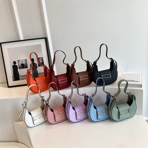 Bolso de Hombro Hobo de Cuero PU de Color Caramelo para Mujer Bolsa de Axila Minimalista de Color Sólido Casual