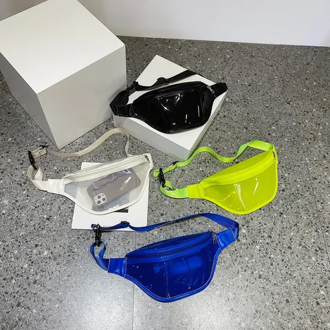 Women's Transparent Waterproof PVC Chest Bag Casual Solid Color Crossbody Fanny Pack Fashion Waist Bag