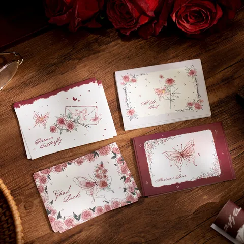 Butterfly Rose Handwritten Message Cards Greeting Cards Graduation Wish Blessing Wall Decor Floral Small Cards