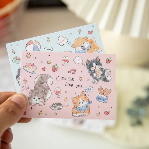 Cute Cartoon Animal Greeting Cards Message Cards Cute Pet Design Blessing Wish Cards For Graduation Party Decor