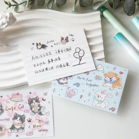 Cartes de Vœux Animaux Mignons de Dessin Animé Petites Cartes de Message Design Animal Mignon Cartes de Souhaits pour Fête de Graduation