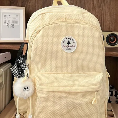 Große Kapazität Minimalistisch Karo Rucksack Für Schüler Teenager Lässig Nylon Schule Buch Tasche Reise Computer Tasche