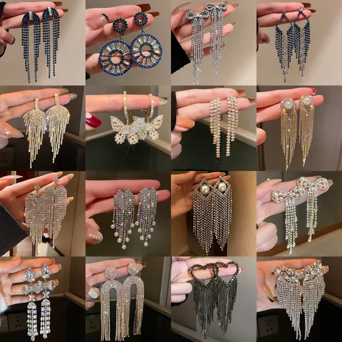 Boucles d'Oreilles Gland Papillon Cœur en Alliage Moissanite Exagérées pour Femmes Tige en Argent Sterling 925 Bijoux Pendantes Longues