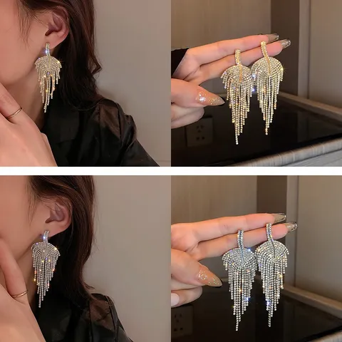 Boucles d'Oreilles Gland Papillon Cœur en Alliage Moissanite Exagérées pour Femmes Tige en Argent Sterling 925 Bijoux Pendantes Longues