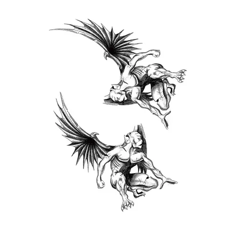 Autocollant de Tatouage Temporaire Imperméable Demi-Bras Faux Tatouage Art Corporel Design Cool Gothique Squelette Loup Animal Flash Tatouage