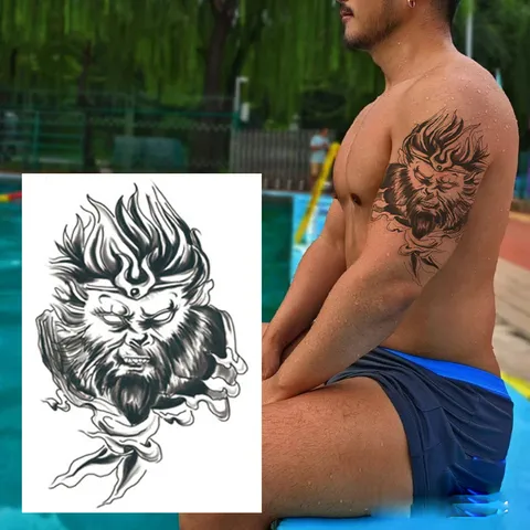Autocollants de Tatouage par Transfert d'Eau Demie Manche Tatouage Temporaire Imperméable Pour Hommes Femmes Faux Art Corporel Motif Floral Dragon
