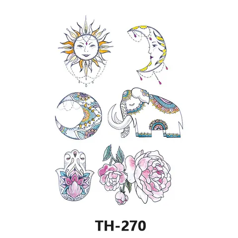 Autocollant de Tatouage Temporaire de Transfert d'Eau Floral Lune Papillon Aquarell Art Corporel Faux Tatouage pour Femmes