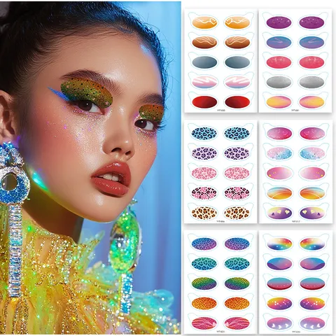 Autocollants de Tatouage Temporaire Imperméables Autocollants de Maquillage des Yeux Haute Brillance pour Fête de Scène Corps de Femme