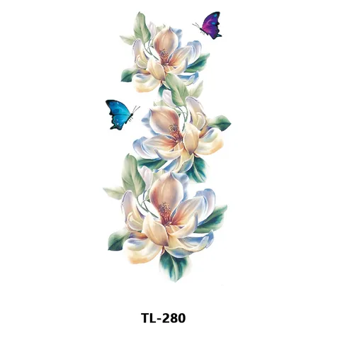 Pegatina de Tatuaje Temporal Impermeable Mariposa Flor Tatuaje de Arte Corporal Falso Colorido Para Brazo Mano Espalda