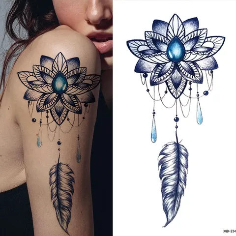Autocollant de Tatouage Temporaire Imperméable Loup Noir Dragon Lion Rose Totem Art Corporel Faux Tatouage Pour Hommes Femmes