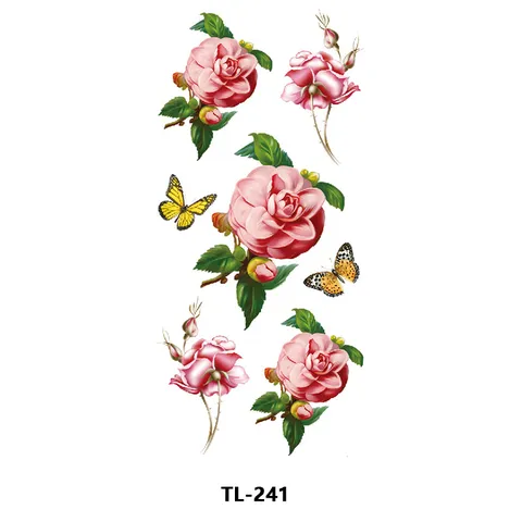 Pegatina de Tatuaje Temporal Impermeable Mariposa Flor Tatuaje de Arte Corporal Falso Colorido Para Brazo Mano Espalda