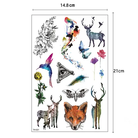Autocollant de Tatouage Temporaire Imperméable Motif Mixte Floral Animal Géométrique Faux Tatouage pour Femmes Hommes Art Corporel